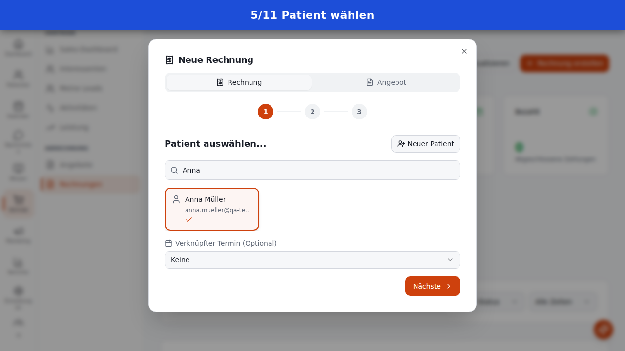 Patient wählen