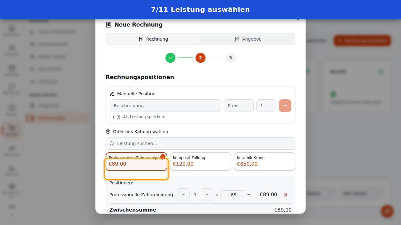 Leistung auswählen