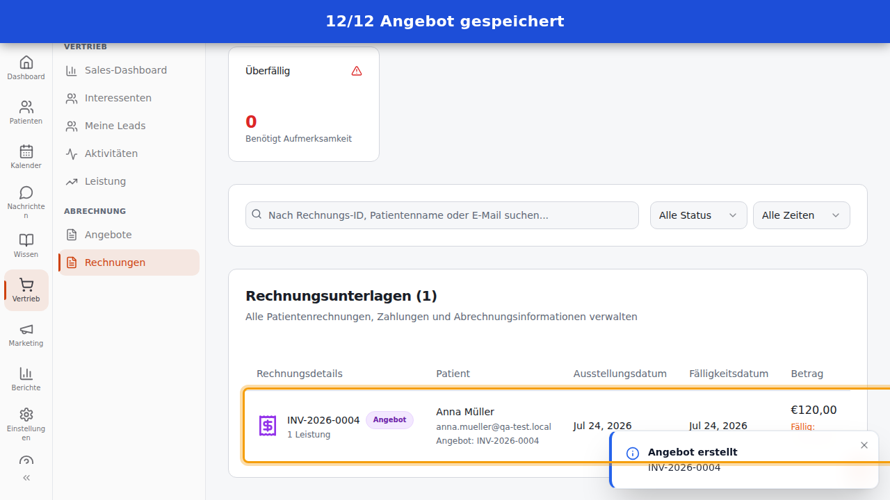 Angebot gespeichert