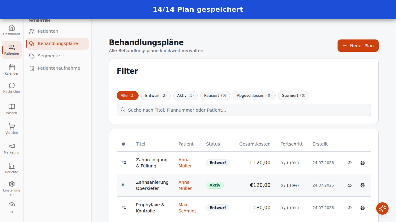 Plan gespeichert